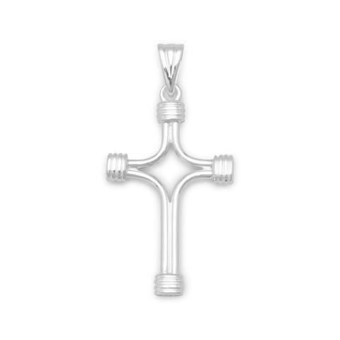 Sterling Silver Cross Pendant With Wrapped Ends