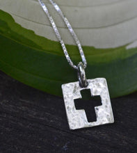 Sterling Silver Cut-Out Cross Charm Necklace