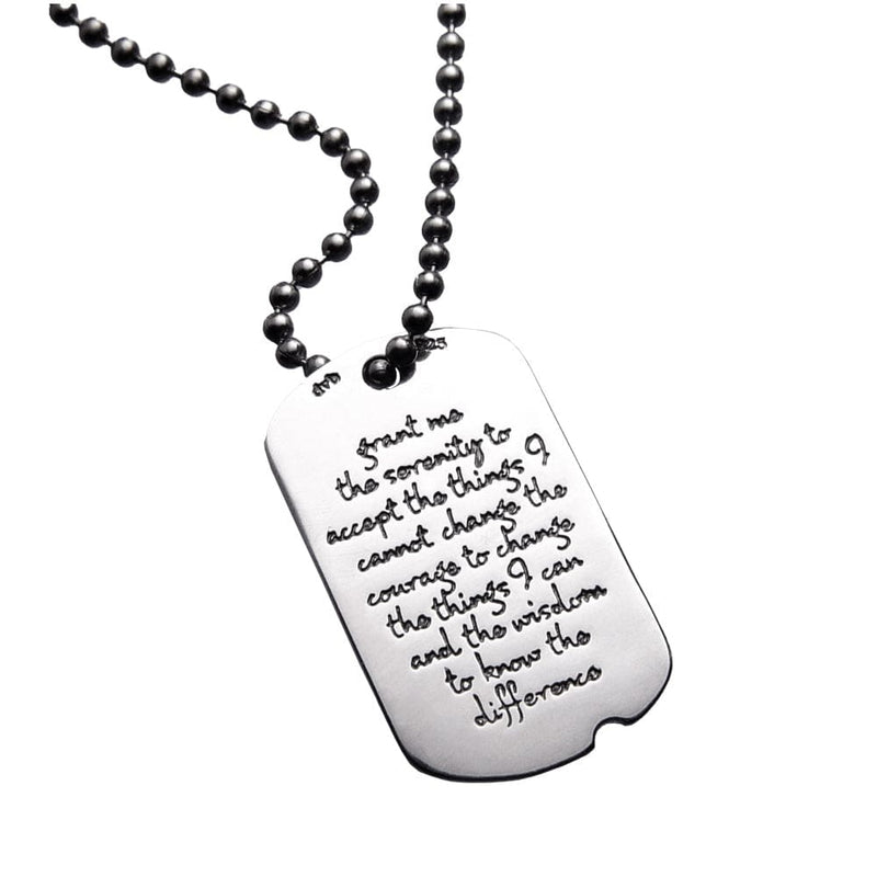Sterling Silver Serenity Prayer Dog Tag Necklace
