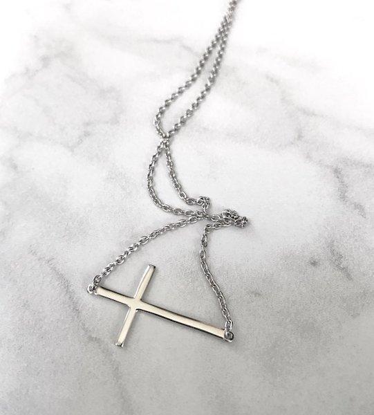 Women's Sterling Silver Sideways Cross Necklace | Atrio Hill