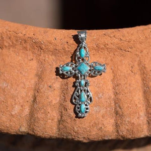 Sterling Silver Turquoise Cross Pendant