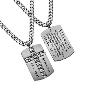 Strength Isaiah 40:31 Silver Chain Cross Necklace