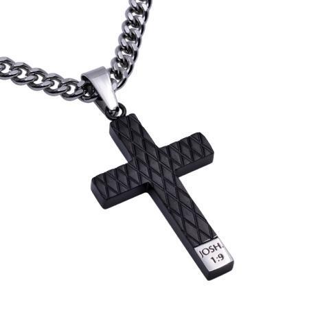 Black Strong And Courageous Cross Necklace