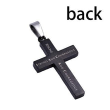 Black Strong And Courageous Cross Necklace