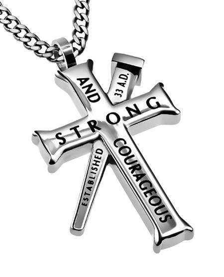 Strong And Courageous Cross Necklace With Nail | Atrio Hill