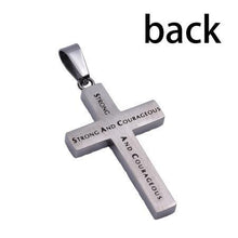 Strong And Courageous Diamond Back Cross Necklace
