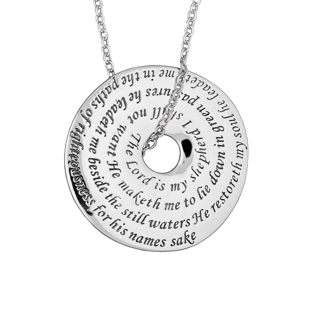 The Lord Is My Shepard Sterling Silver Disc Necklace