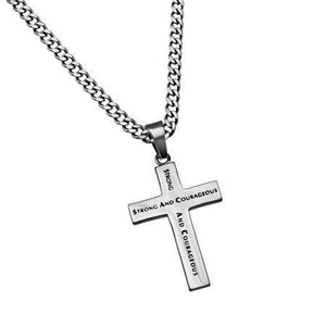 Truth Cross Necklace Strong And Courageous Joshua 1:9