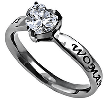 Woman Of God CZ Heart Ring