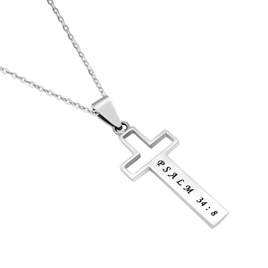 Women's CZ Cross Necklace Blessed