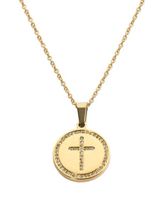 Women's Gold Circle Cross Necklace