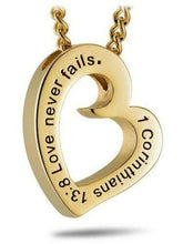 Women's Gold Heart Necklace Love Never Fails