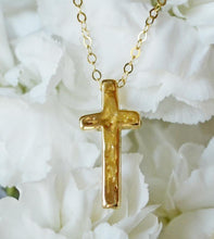 Women's Hammered Gold Cross Necklace