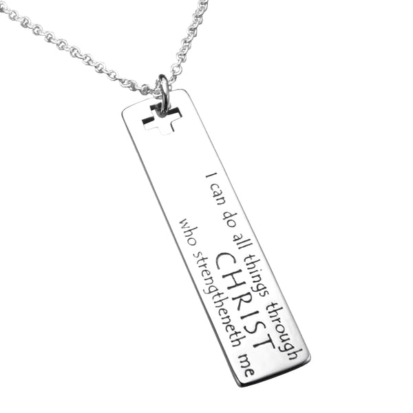 Women's I Can Do All Things Sterling Silver Cross Necklace