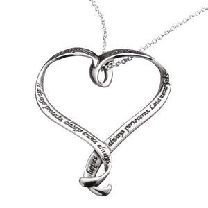 Women's Love Is Patient Sterling Silver Heart Necklace -1 Cor 13:4