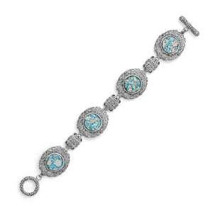 Women's Ornate Roman Glass Toggle Bracelet