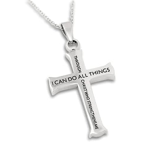 Women's Philippians 4:13 Cross Necklace