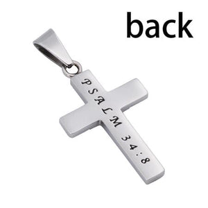 Women's Stainless Steel CZ Cross Necklace Blessed