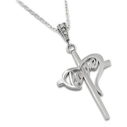 Women's Stainless Steel Heart Cross Love Necklace