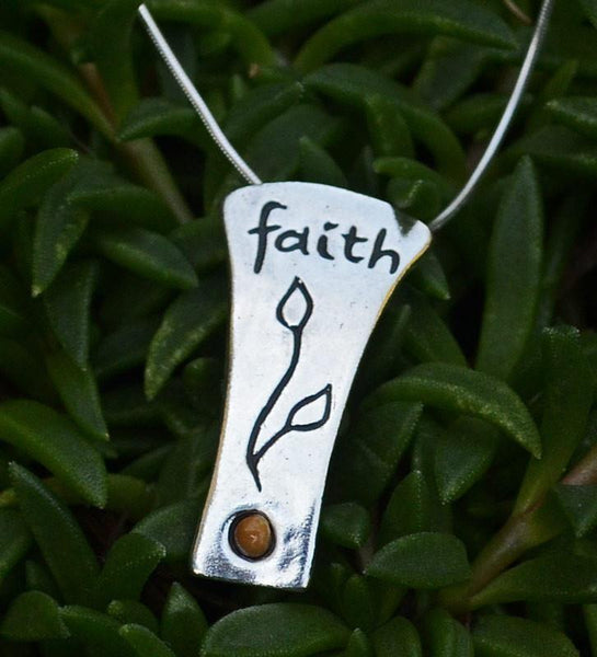 Women's Sterling Silver Faith Necklace With Mustard Seed