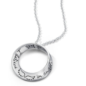 Women's Sterling Silver I Believe in Angels Necklace